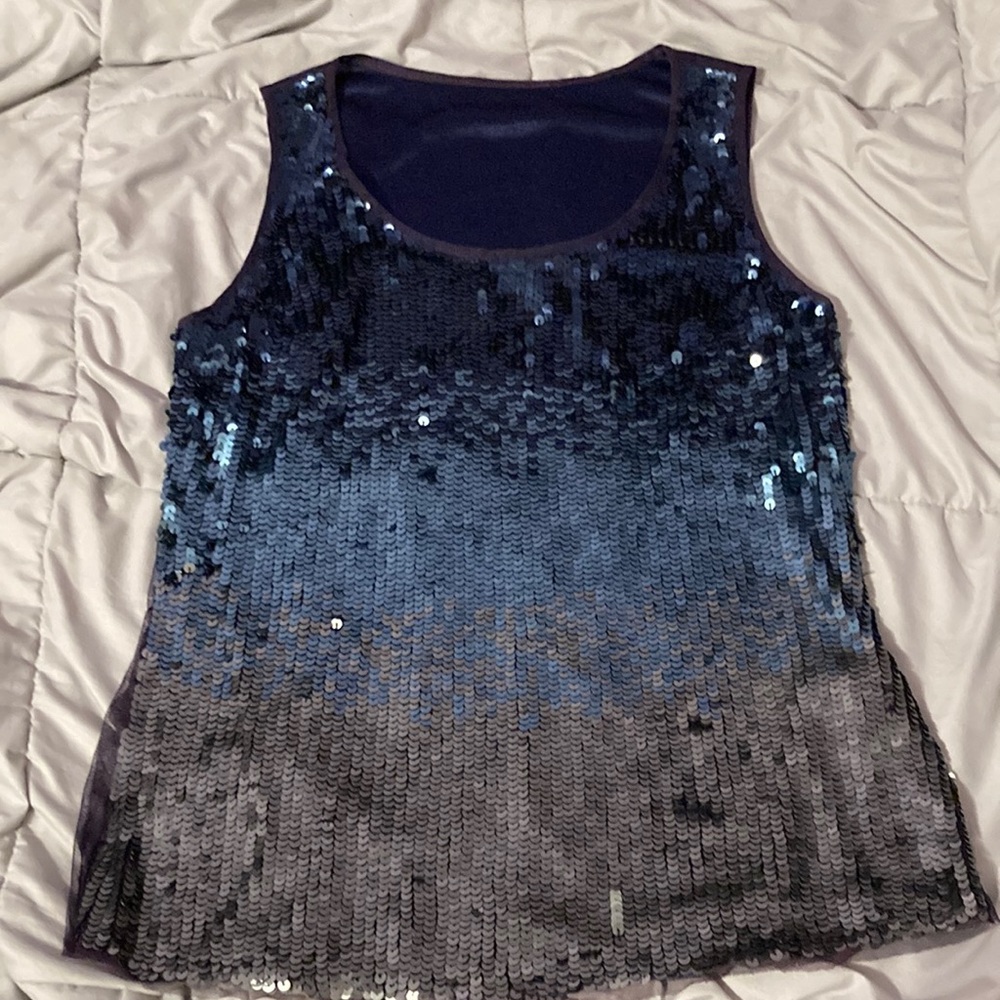 Sleeveless Navy sequin top
